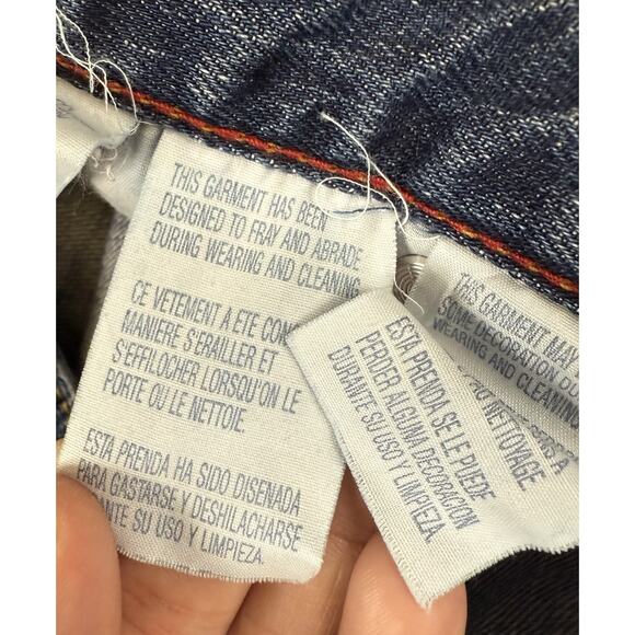 Tommy Hilfiger Denim Skirt Womens‎ 2 Blue Front Slit Mini Y2K 90s fading spots - Picture 7 of 13